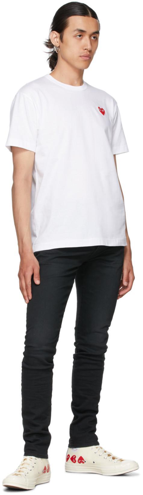 COMME DES GARÇONS PLAY Comme Des Garcons Play Mens Red Heart Logo T-shirt In White