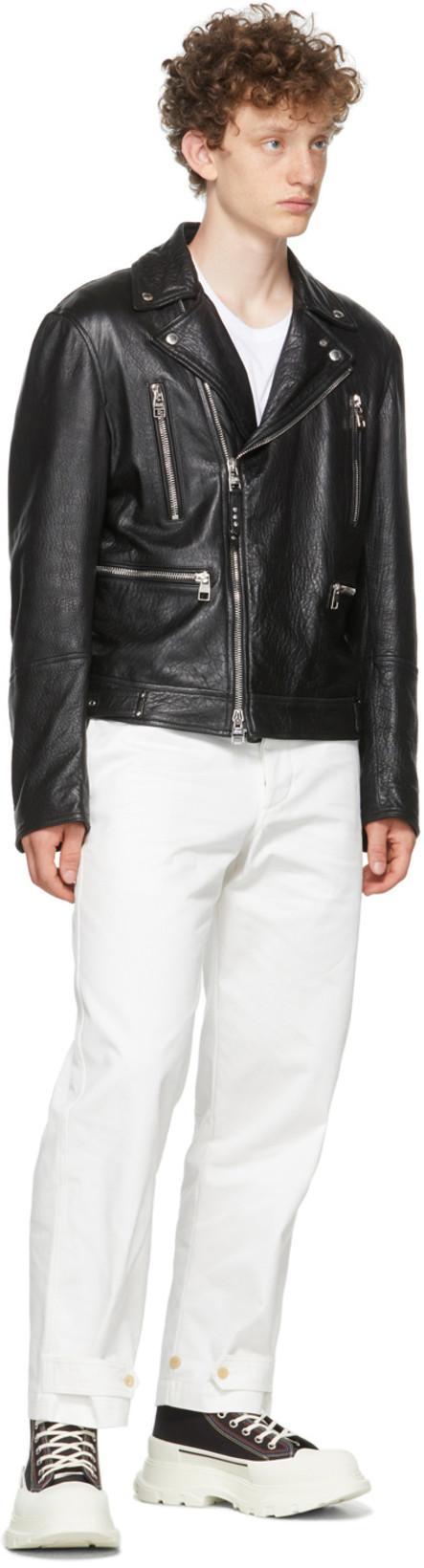 ALEXANDER MCQUEEN Mcqueen Textured Leather Jacket With Zip Closure In Black