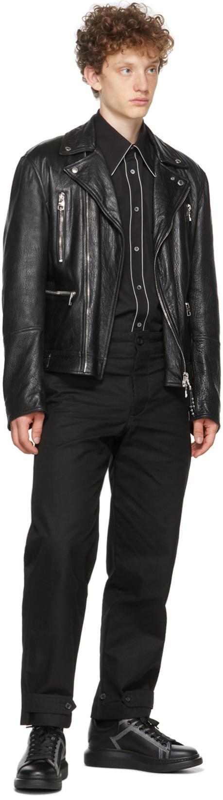 ALEXANDER MCQUEEN Mcqueen Textured Leather Jacket With Zip Closure In Black