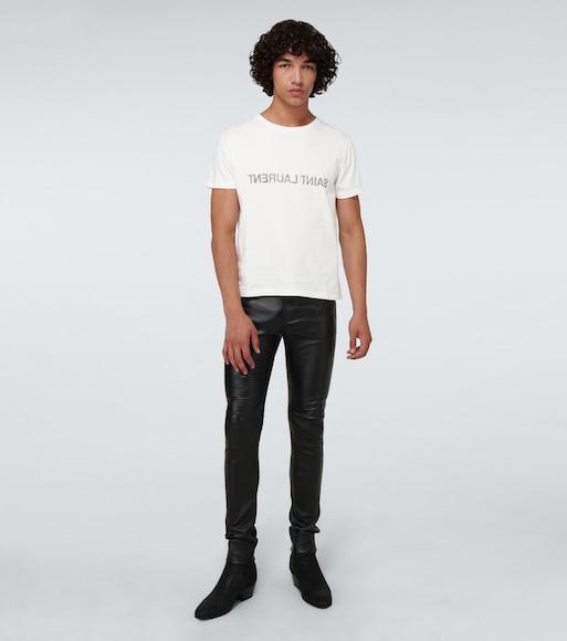 SAINT LAURENT Cotton T-shirt In Reverse Design In White