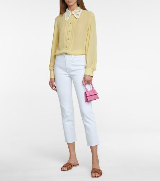 SAINT LAURENT Tribute Woven Leather Flat Sandals In Brown