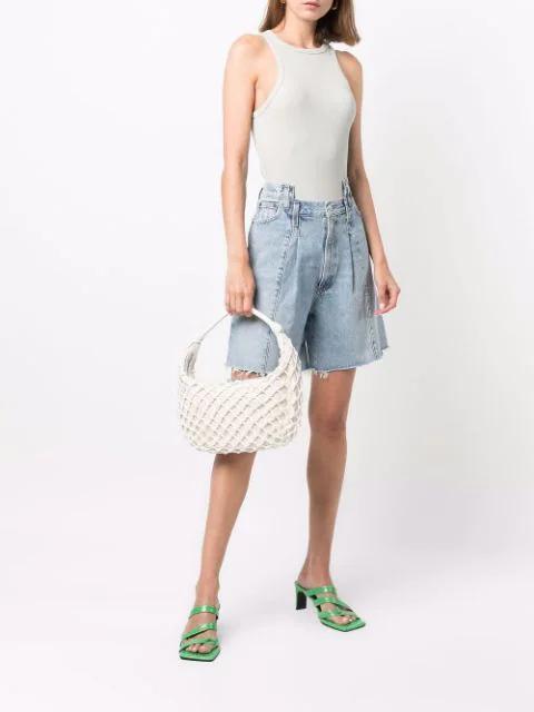 AGOLDE Sleeveless Ribbed Tank Top In Wired Light Grey