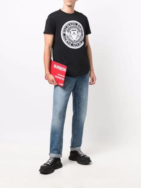 BALMAIN Noir Blanc Cotton T-shirts And Polos In Black