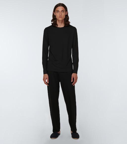 DEREK ROSE Mens Black Basel Long-sleeved Stretch-modal Top Xxl