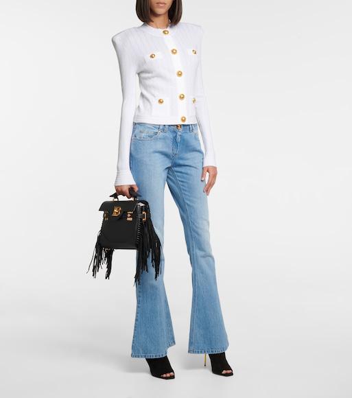 BALMAIN White Cropped Jacket With Patch Pockets