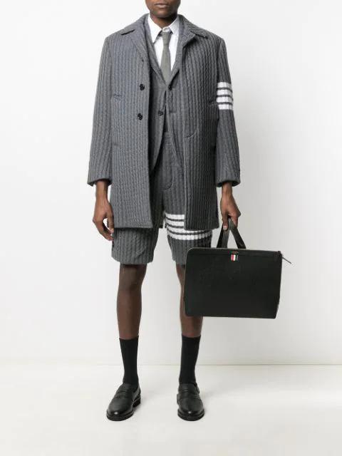THOM BROWNE Pebbled Calf Leather Backpack In Schwarz