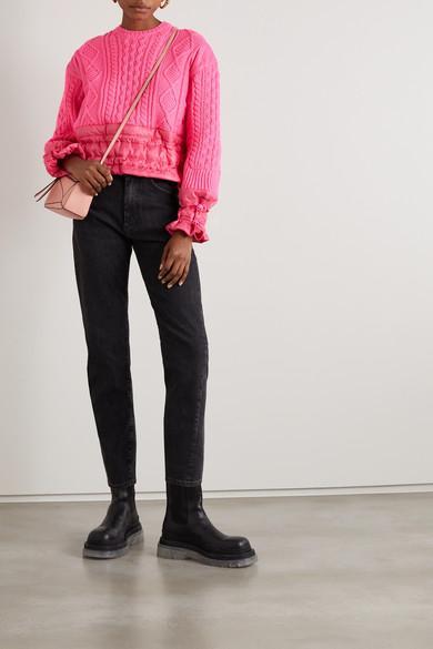 BOTTEGA VENETA Tire Rubber-trimmed Leather Chelsea Boots In Black Transparent