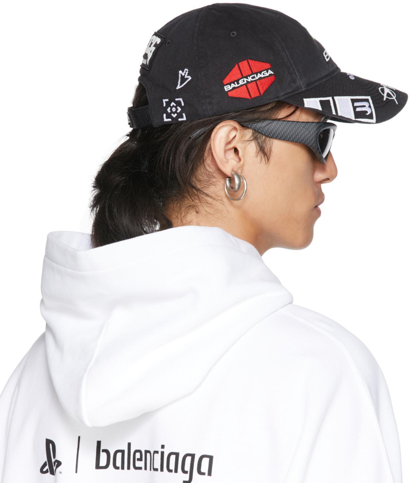BALENCIAGA Embroidered Cotton Cap In Black