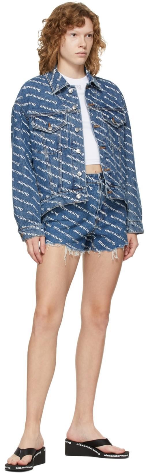 ALEXANDER WANG Bite Logo Cotton Denim Shorts In Multicolor