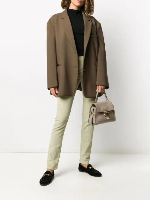 THE FRANKIE SHOP Bea Single-breasted Twill Blazer In Brown