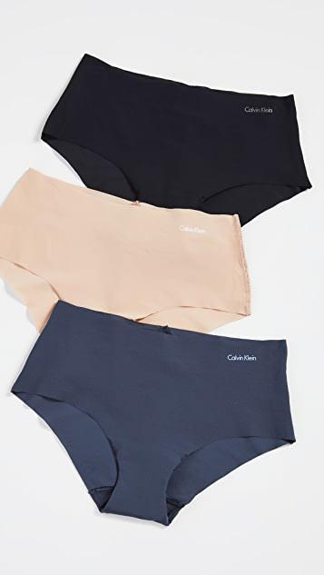 CALVIN KLEIN UNDERWEAR Invisibles Hipster 3 Pack In Black/light Caramel/speakeasy