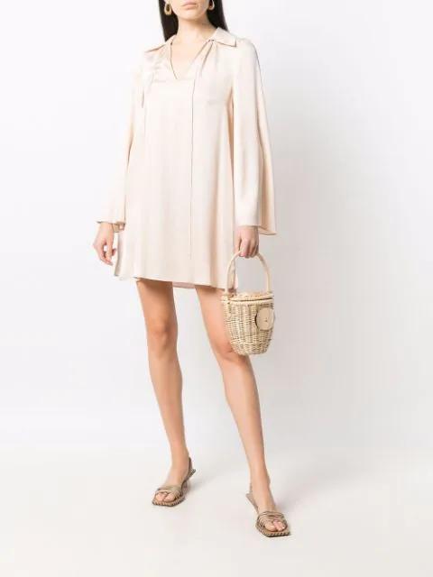 PATOU Logo Plaque Wicker Bucket Bag In Beige