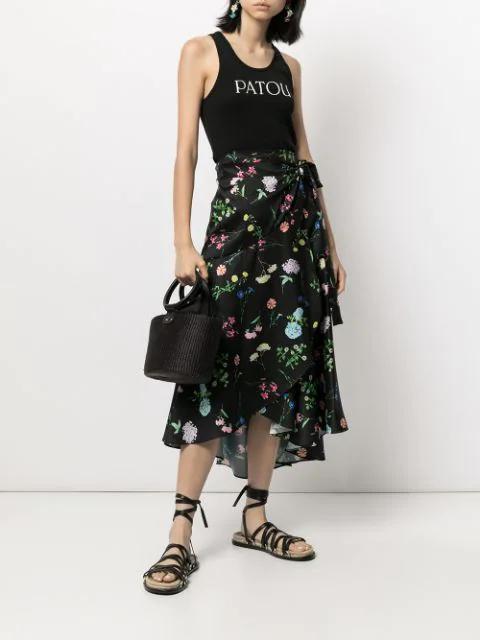 PATOU Black Cotton Scoop Neck Logo Tank Top