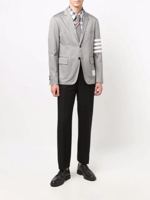 THOM BROWNE Striped Cotton Tie In Grey