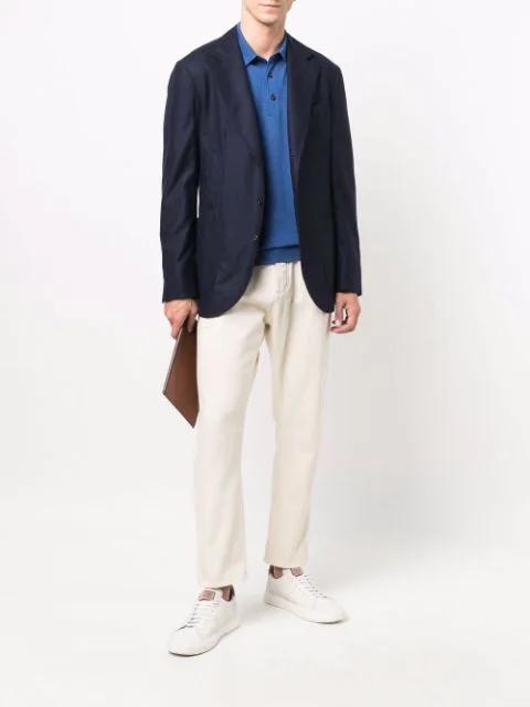 KITON Knitted Polo Shirt In Blau