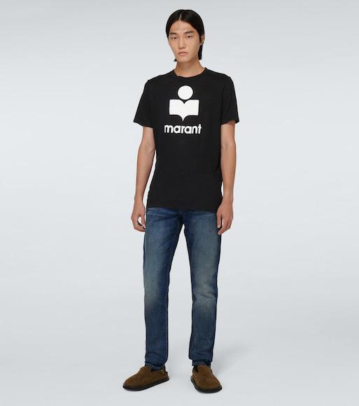 ISABEL MARANT Marant 'karman' Logo Linen T Shirt In Black