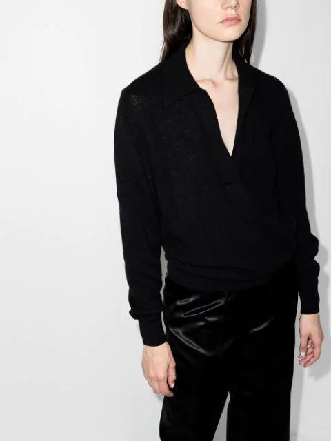 KHAITE Jo Cashmere Featherweight-knit Sweater In Black