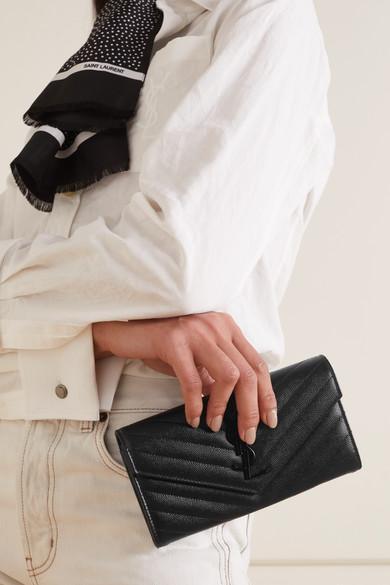 SAINT LAURENT Ysl Monogram Large Flap Wallet In Grained Leather In Black