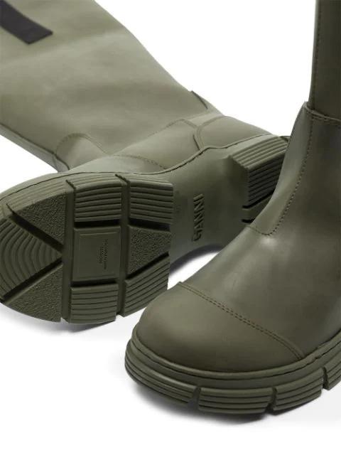 GANNI Khaki Recycled Rubber Country Boots In Green