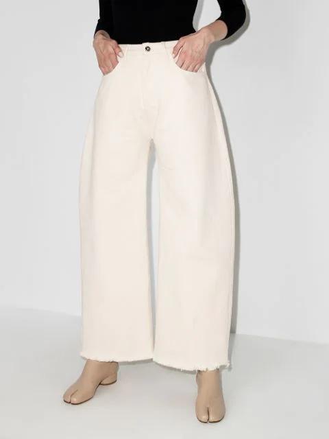 MARQUES' ALMEIDA + Net Sustain Frayed Organic Boyfriend Jeans In White