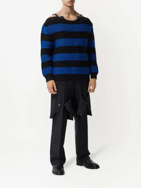 BURBERRY Porthole Detail Panelled Leather Boots In Black