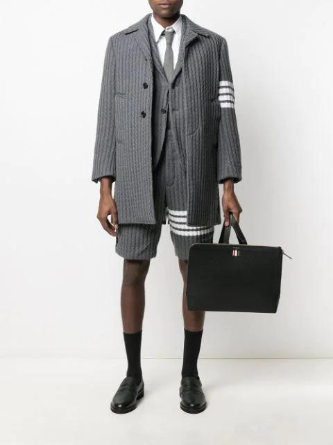 THOM BROWNE Pebbled Calf Leather Backpack In Schwarz