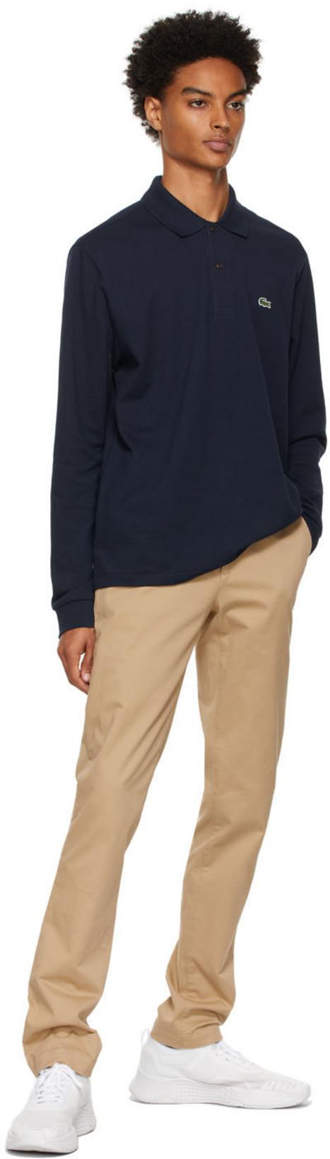 LACOSTE Navy Blue Longsleeve Polo Shirt