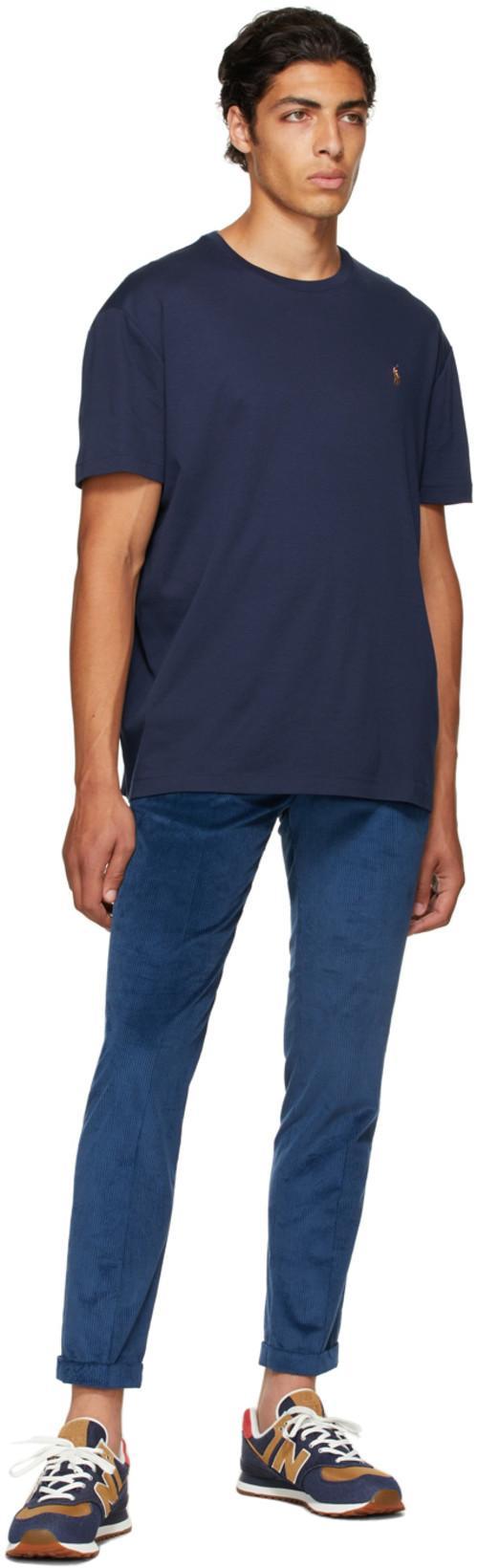 POLO RALPH LAUREN Cotton Jersey T-shirt Custom Slim-fit In Blue