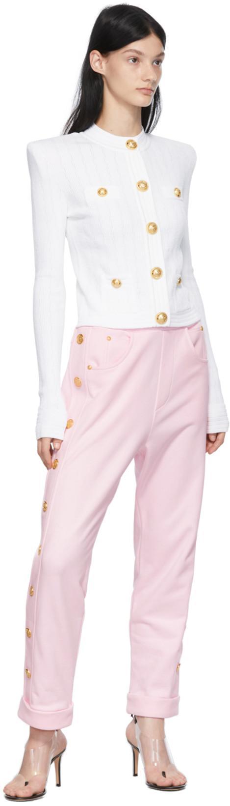 BALMAIN White Cropped Jacket With Patch Pockets