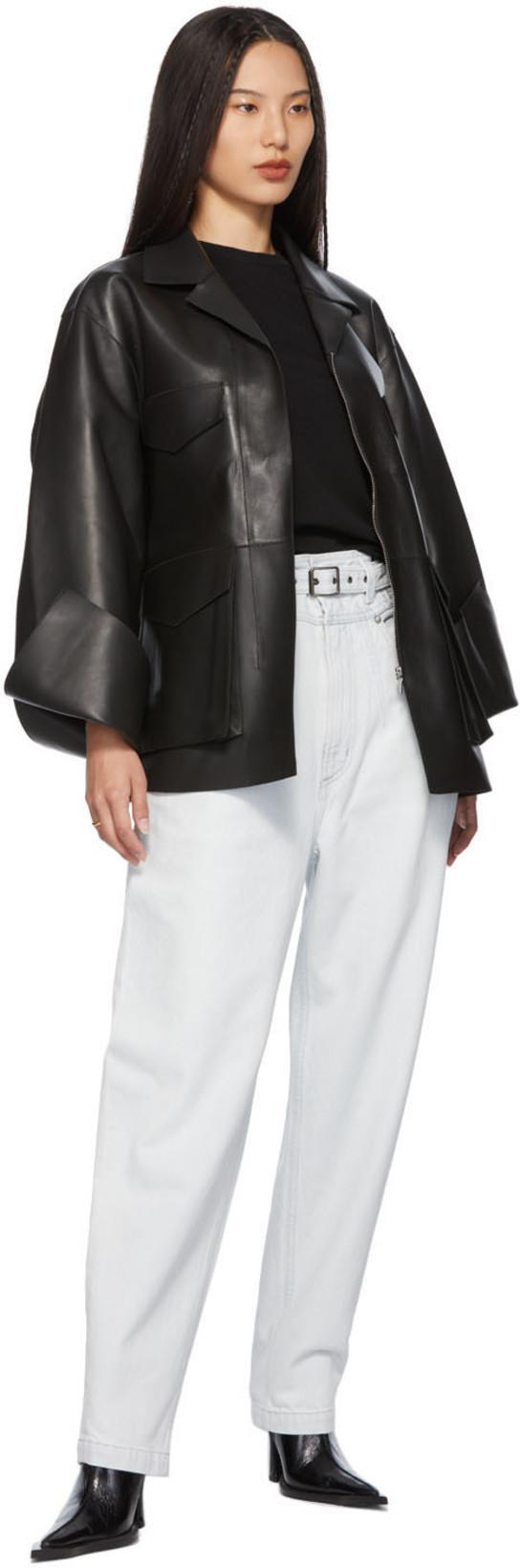 TOTÊME Zipped Wide-sleeve Leather Jacket In Black