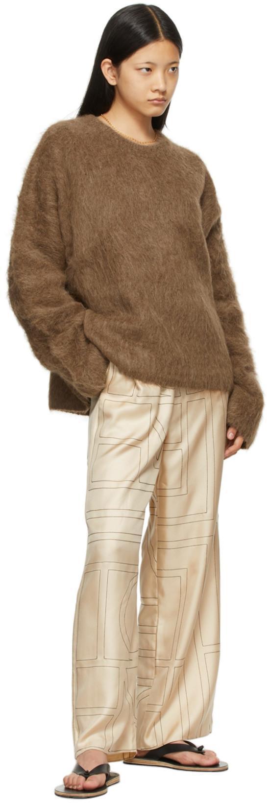 TOTÊME Monogram Silk Straight-leg Ankle Pajama Pants In Brown