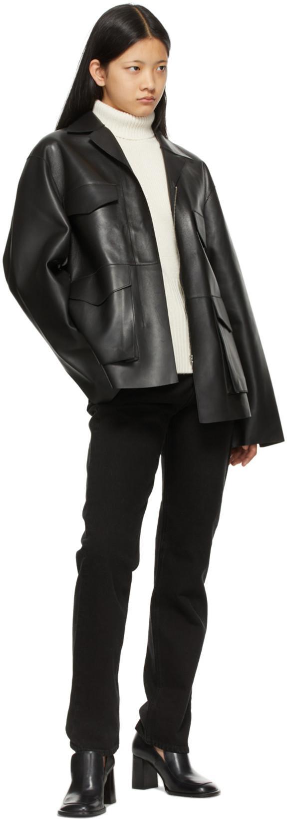 TOTÊME Zipped Wide-sleeve Leather Jacket In Black