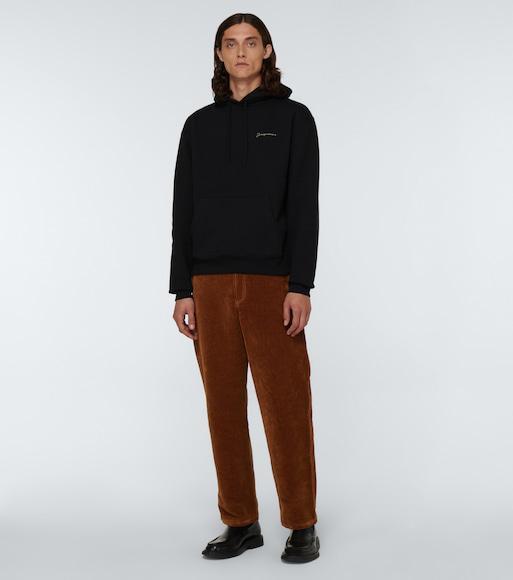 JACQUEMUS Logo Embroidered Drawstring Hoodie In Black