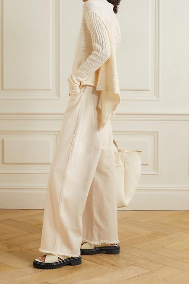 MARQUES' ALMEIDA + Net Sustain Frayed Organic Boyfriend Jeans In White