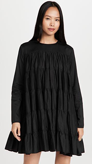 MERLETTE Soliman Tiered Cotton Mini Dress In White