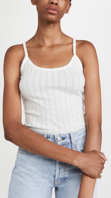 LESET Pointelle-knit Cotton Tank Top In White