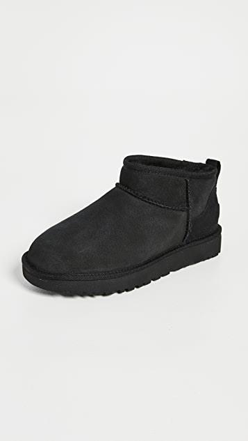 UGG Classic Ultra Mini Suede Boots For Woman In Black