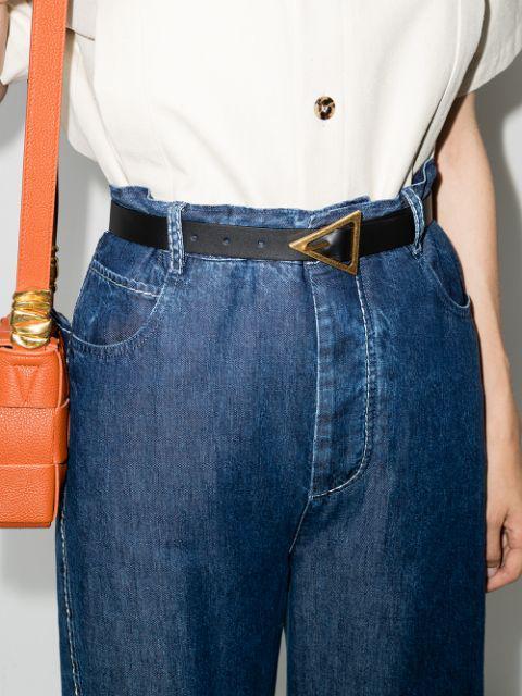 BOTTEGA VENETA Triangular Buckle Belt In Nero