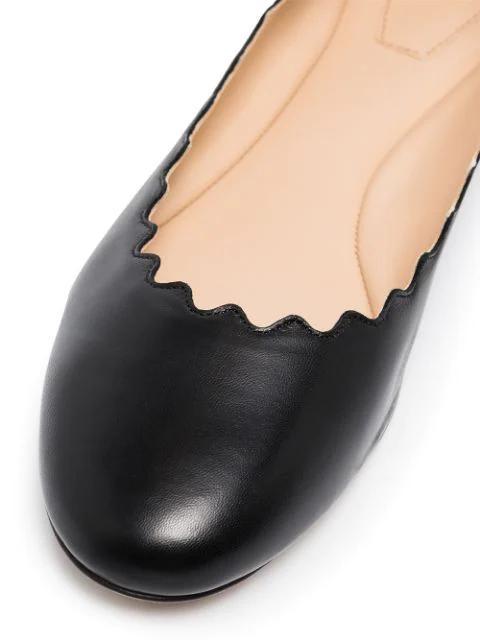 CHLOÉ Lauren Nappa Leather Ballet Flats In Black