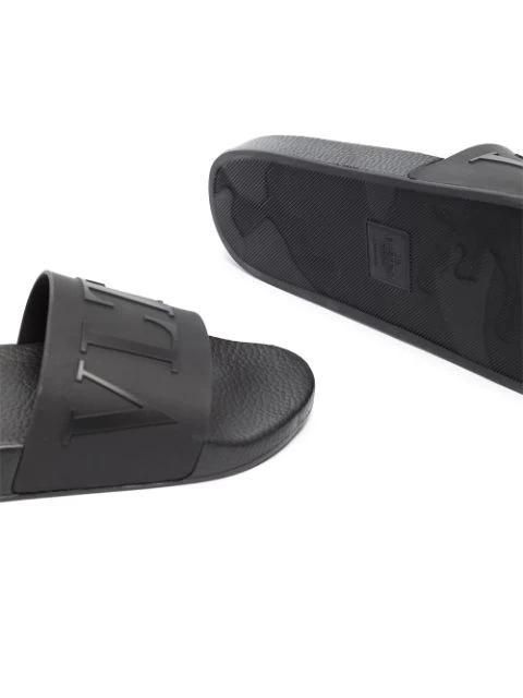 VALENTINO GARAVANI Logo Slide Sandals In Black