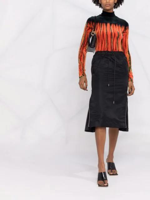 SACAI Pleat-panelled Midi Skirt In Black