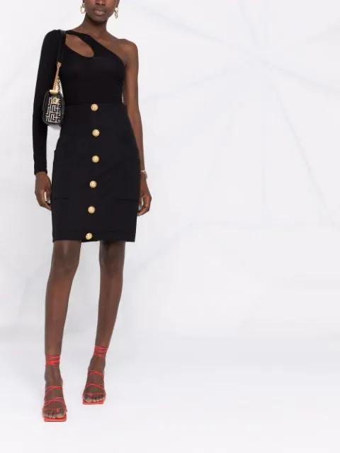 BALMAIN Button-embellished Wool-twill Mini Skirt In Black