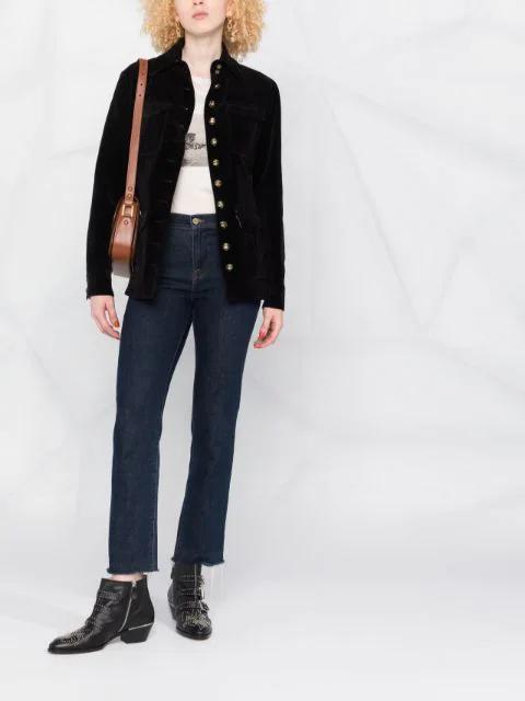 CHLOÉ Black Calf Leather Bos Taurus Lace-up Boots In Animal Print