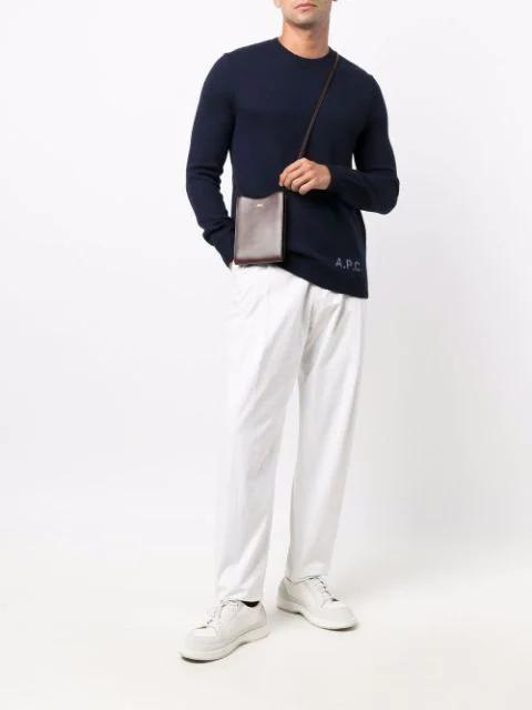 APC A.p.c. 'edward' Sweater With Logo Inlay In Blue