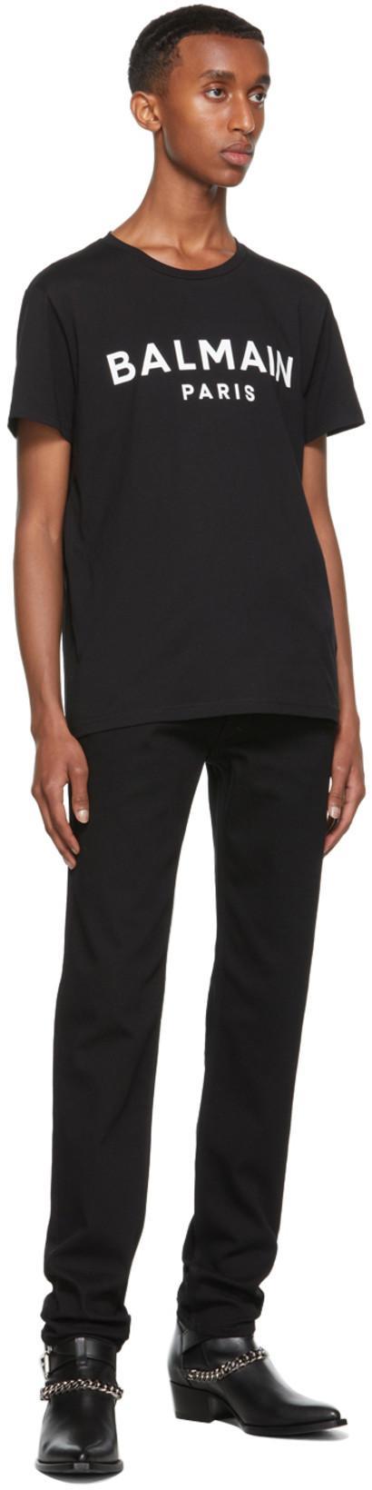 BALMAIN Printed T-shirt - Straight Fit In Black