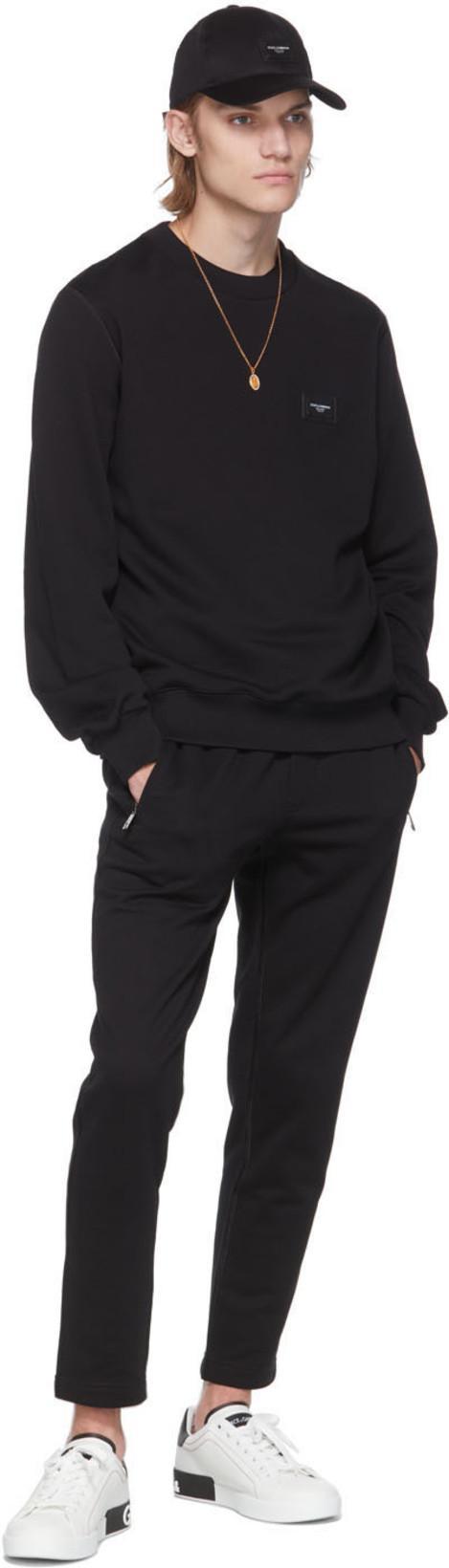 DOLCE & GABBANA Portofino White And Black Low Top Sneakers With Logo Detail In Leather Man