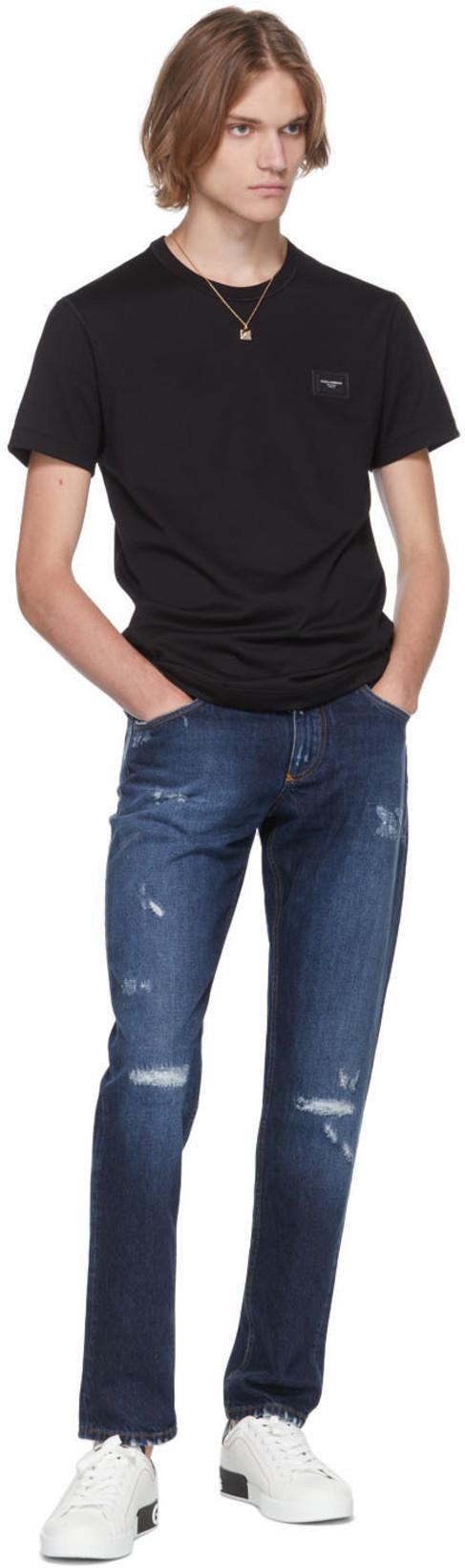 DOLCE & GABBANA Portofino White And Black Low Top Sneakers With Logo Detail In Leather Man