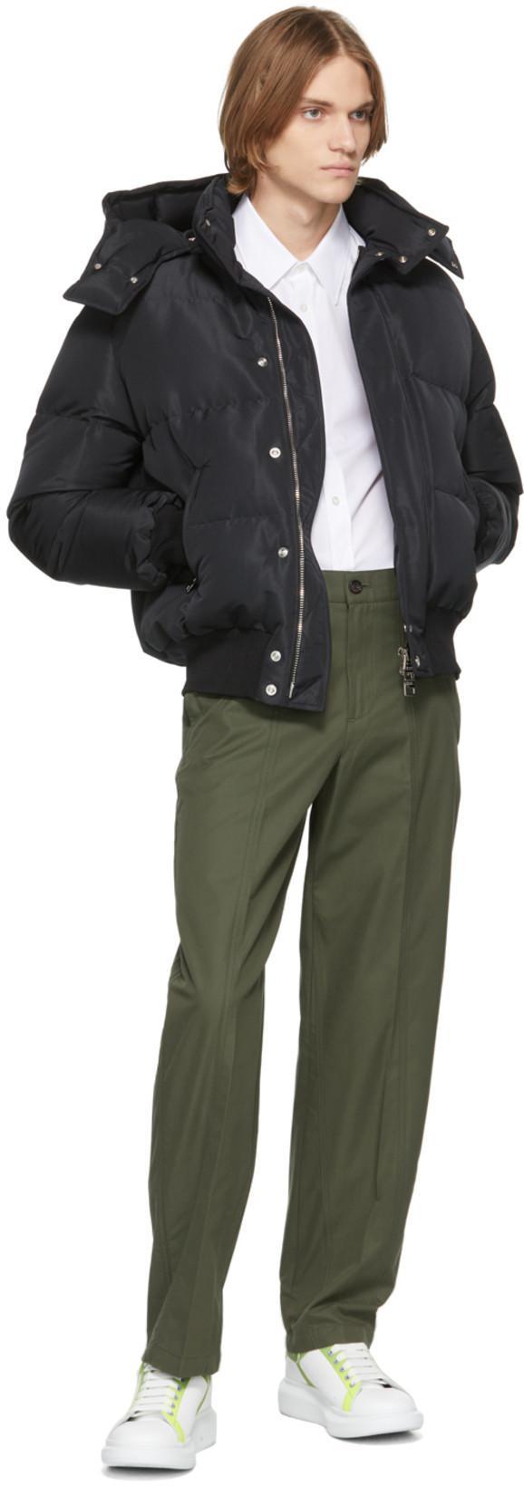 ALEXANDER MCQUEEN Men's Graffiti Logo Hooded Down Puffer Jacket In Black