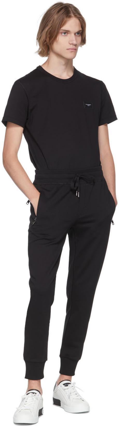 DOLCE & GABBANA Portofino White And Black Low Top Sneakers With Logo Detail In Leather Man