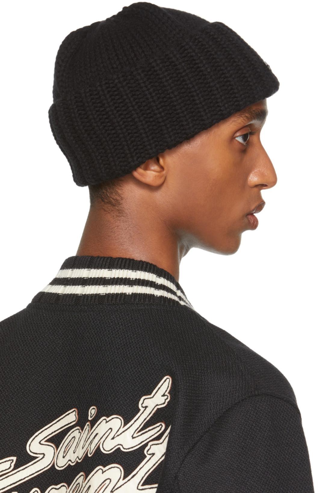 SAINT LAURENT Teddy Logo Patch Wool Blend Bomber Jacket In Noir